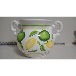 Vtg 1998 Cracker Barrel Cookie Jar (No Lid) Lemons Apple Kitchen Decor Cottage